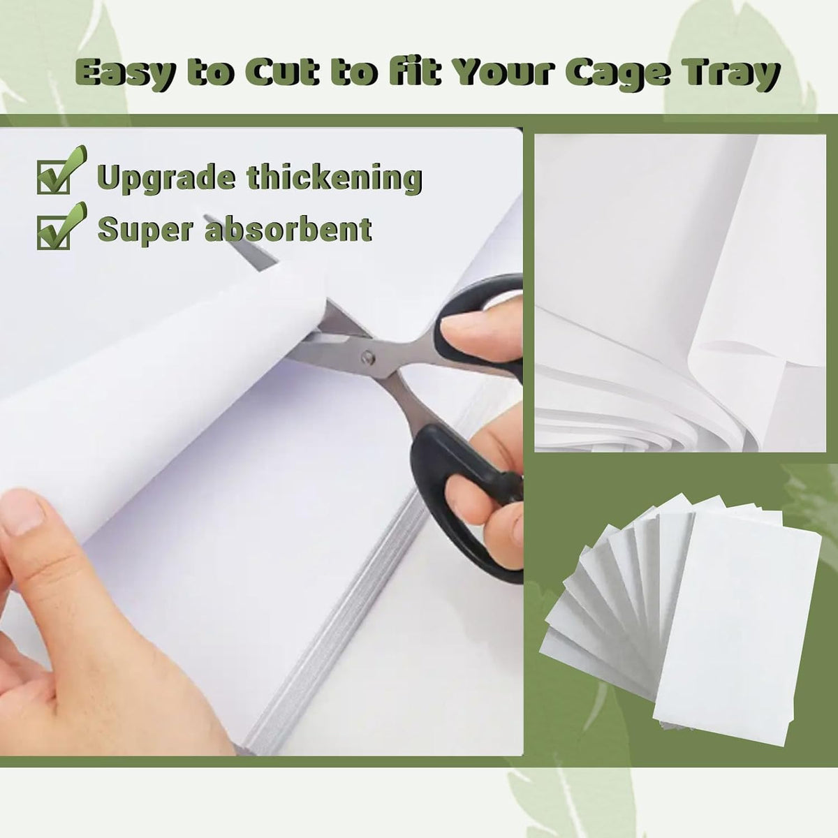 ZIQON 120 Pcs Bird Cage Liner Papers Big Size Cage Paper Liners - 18.5*18.5 inch / White - image 3