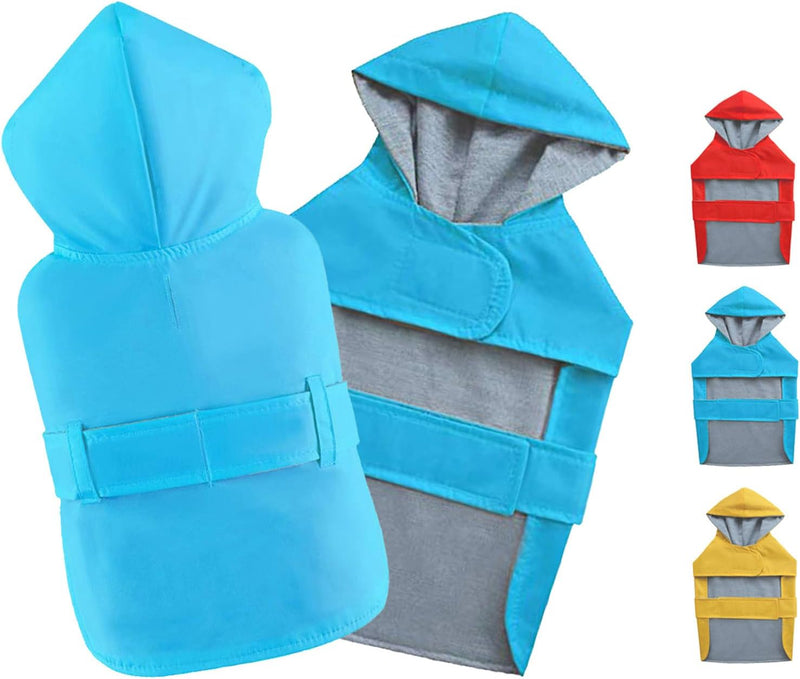 Dog Raincoat Small Dog Rain Jacket Double-Layered Hooded Poncho - Blue / XS:Back Length 4.6-6.7"