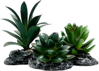 Reptile Artificial Plants Succulent Terrarium Decor Desert Rainforest - Dark-green-3pcs-se