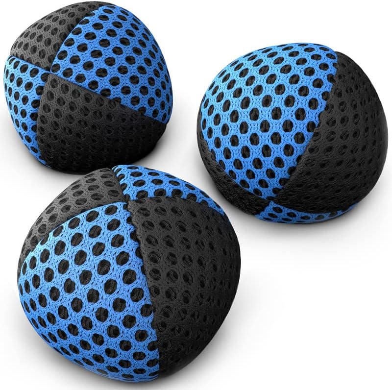 speevers Juggling Balls for Beginners and Professionals Set of 3 - Black - Blue / 2.5 oz