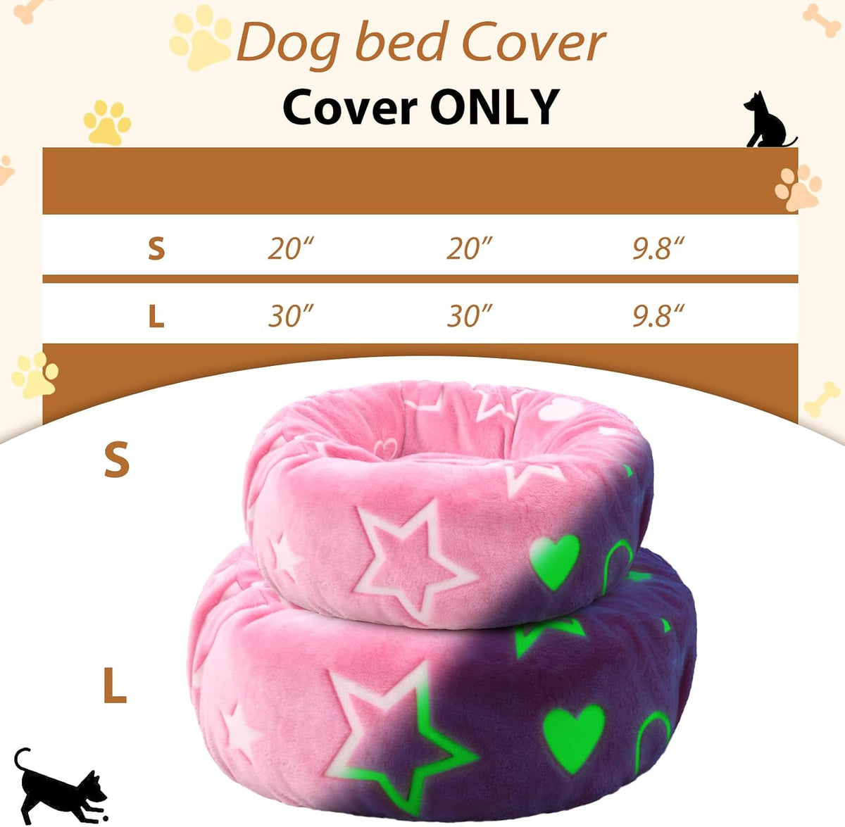 Round Dog Bed Cover Washable Elastic Edged 30×9.8 Inch – Essentials for Dogs - 30*30*9.8 Inch / Pink - image 4