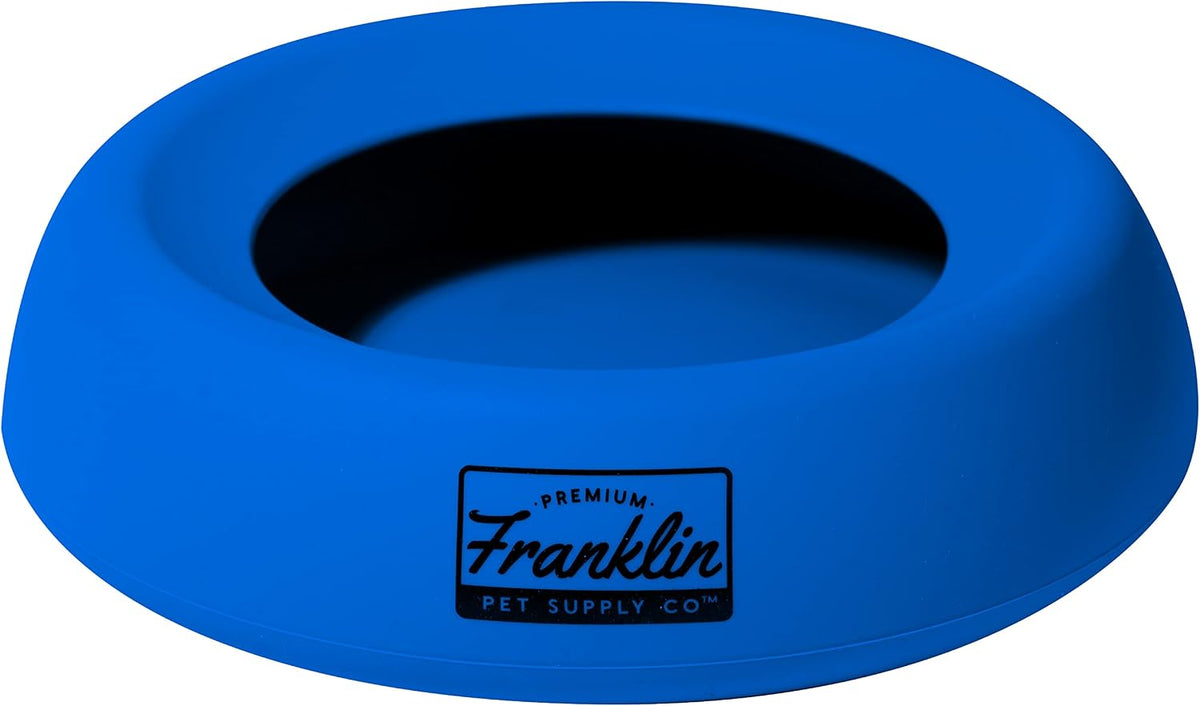 Franklin Sports No-Spill Travel Pet Bowl for Dogs + Cats - Blue / 27 Ounces