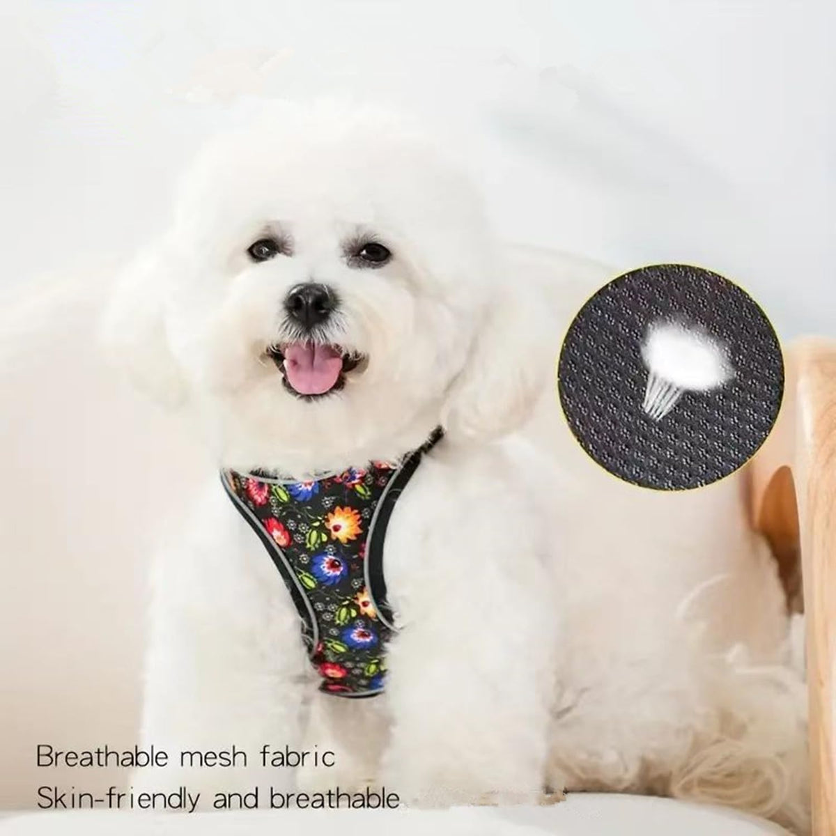 Step in Dog Harness No Pull Flower Adjustable Soft Mesh Harness – Essentials for Dogs - XXS(neck:8.5"-9.5",chest:10"-11.5") / Black - image 3