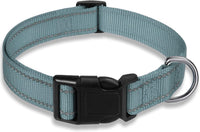 Reflective Dog Collar, Puppy Collar with Buckle Adjustable - Grey / Large :Width 1",Neck 14-22"