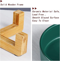 Petygooing Dog Bowls,Green Ceramic Cat Dog Bowl Set with Stand for Food and Water Feeder,Non-Slip Cute Modern Pet Dishes for Cats Small Size Dogs Puppy (13.5OZ/5.1 in)