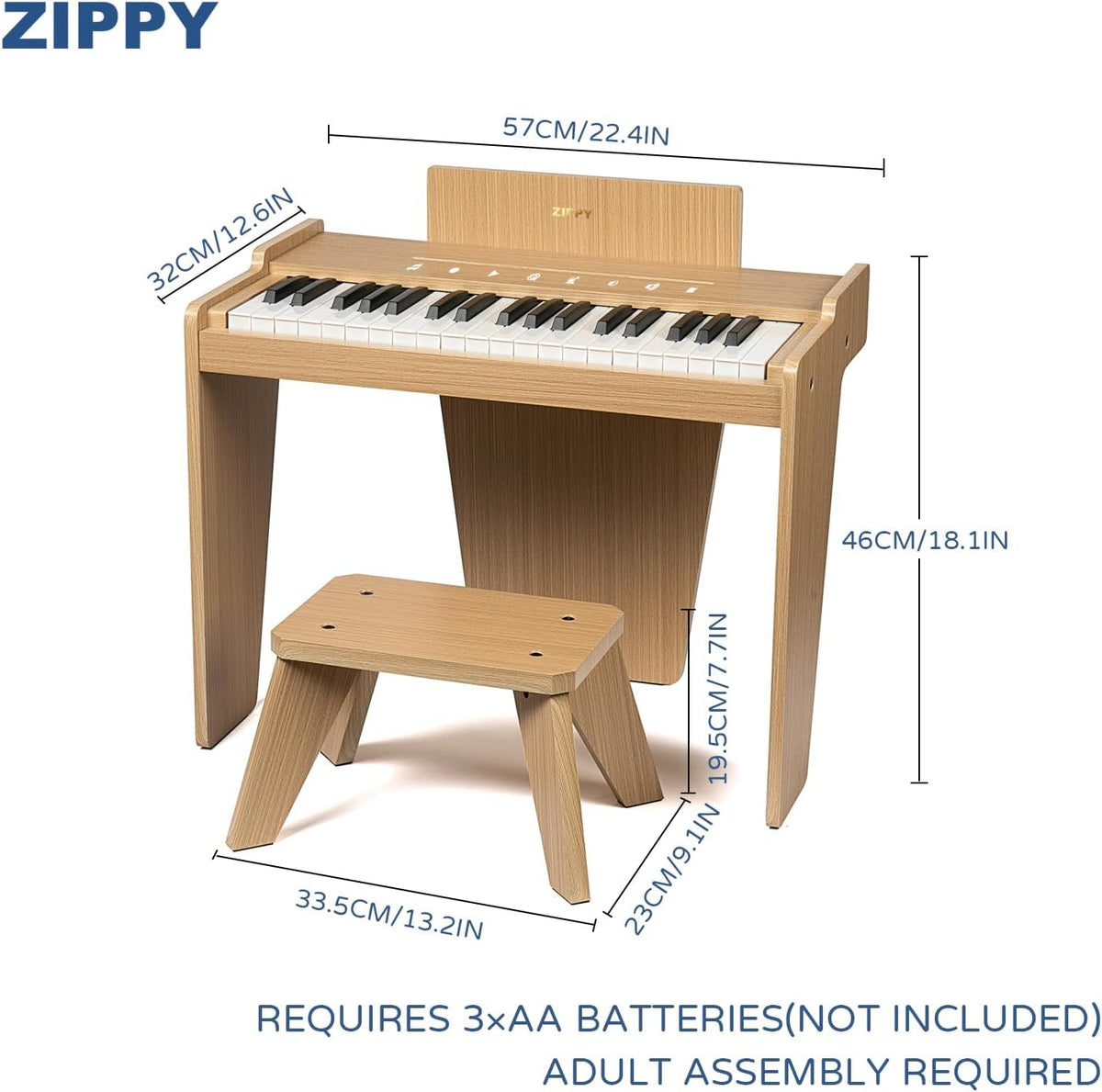 Kids Piano Keyboard, 37 Keys Digital Piano for Kids - Oak Plus - image 3