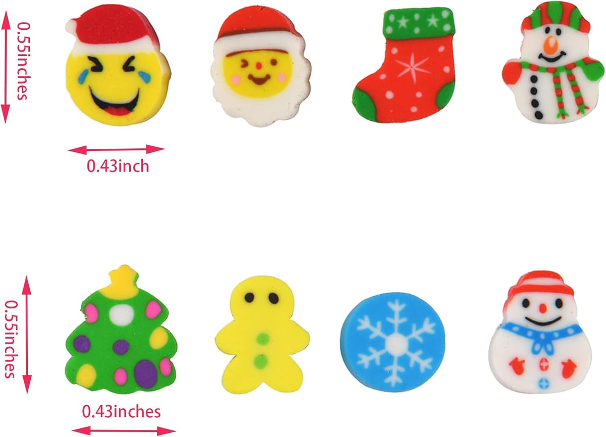 300PCS Mini Cute Animals and Fruits Pencil Erasers for Kids Bulk – Fun for Kids & Family - small / Christmas - image 3