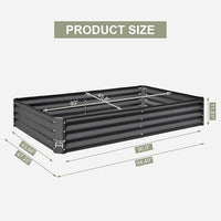 Domi Galvanized Raised Garden Bed, 8x4x1Ft Thickening Metal Planter Box for Vegetables Bottomless for Backyard Outdoor, 1" Deep w/ 228 Gallon Capacity - Dark Gray