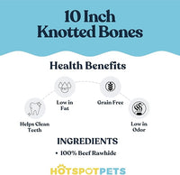 hotspot pets 10 Inch Large Rawhide Dog Bones - Made from Grass Fed Cows - Long Lasting Chews Great for Dental & Oral Care - Bones for Aggressive Chewers & Large Dogs (10 Inch - 4 Count)