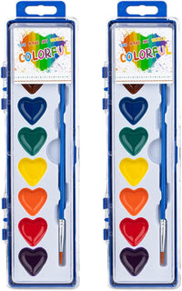 ARTLYMERS 2 pack heart shaped watercolor paint set with 8 colors and brush