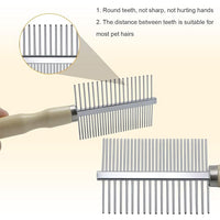 Pet Comb for Dog Cat Rabbit Grooming, Dog Stainless Steel Combs with Wooden Handle, Small Cat Flea Lice Comb for Removes Mats, Tangles and Loose Fur