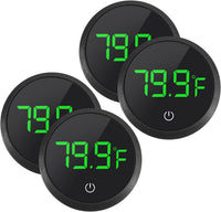 4PCS LED Aquarium Thermometer Fish Tank Thermometer Reptile Terrarium - Round-Black 4PCS