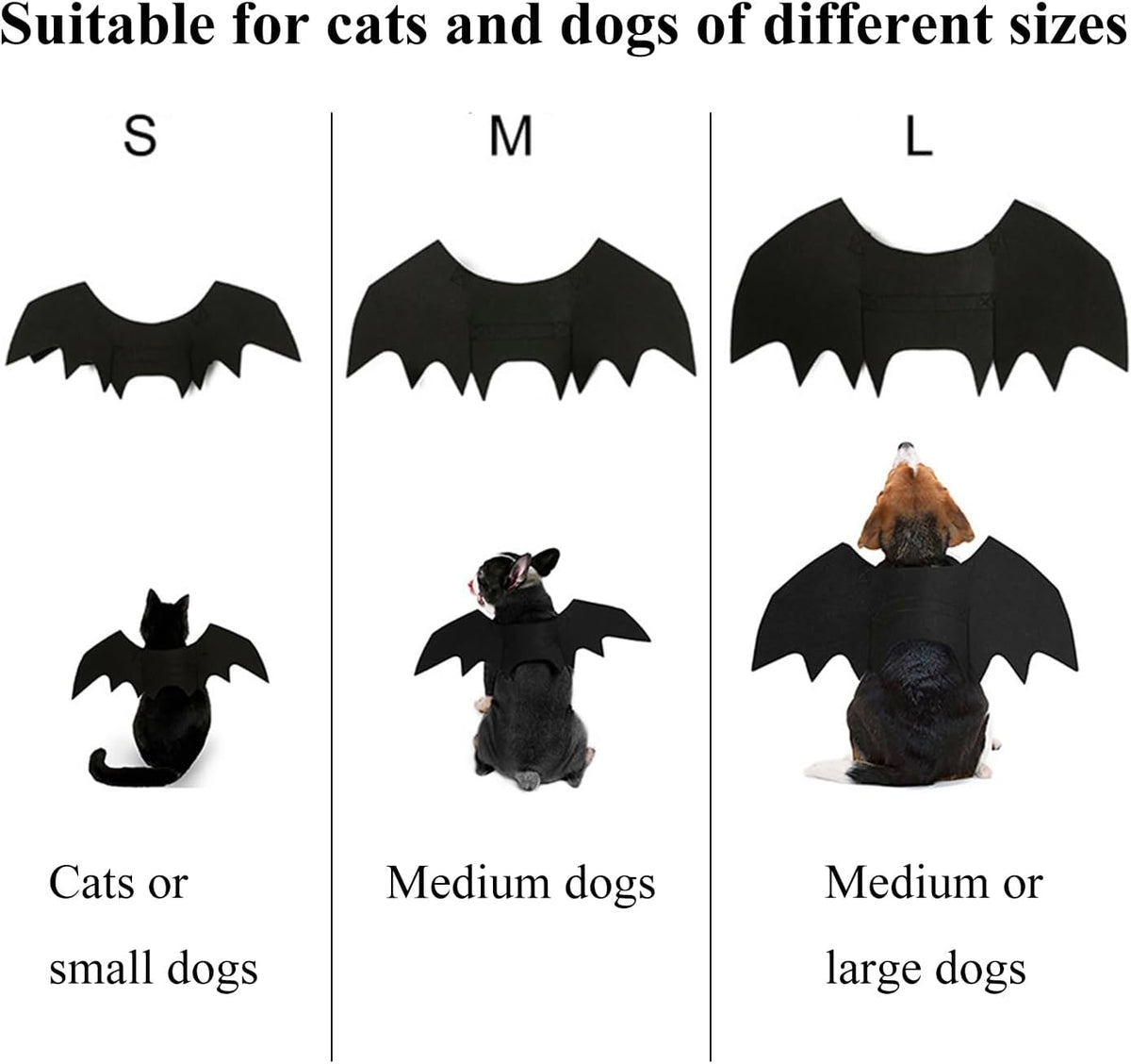 Pet Cat Bat Wings for Halloween Party Decoration - Medium / Pure Black - image 2