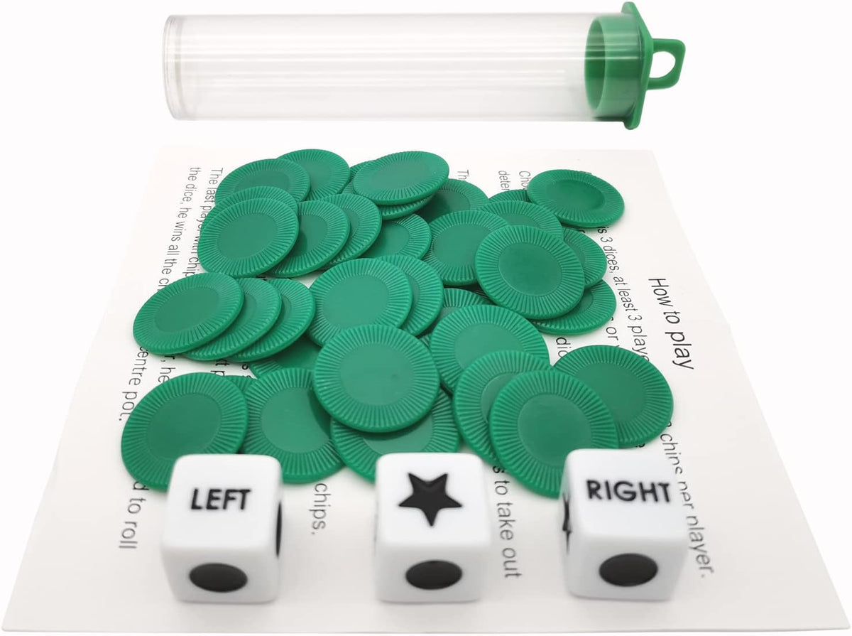 Ahoper Right Left Center Dice Game Prime Set Bundle with 3 Dices + 36 - Green - image 4