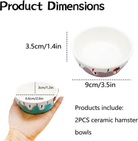 2 Pack Ceramic Guinea Pig Food Bowl Hamster Food Bowls for Gerbil Rat – Essentials for Small Pets - Purple + Blue - image 2
