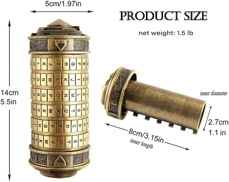 LJOYKID bronze mini cryptex letter lock puzzle box with hidden compartment - view 15