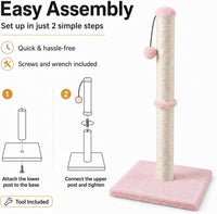Dimaka Tall Cat Scratching Post Tree Scratcher with Sisal Rope - Pink / 29 inches for All Cats - image 3