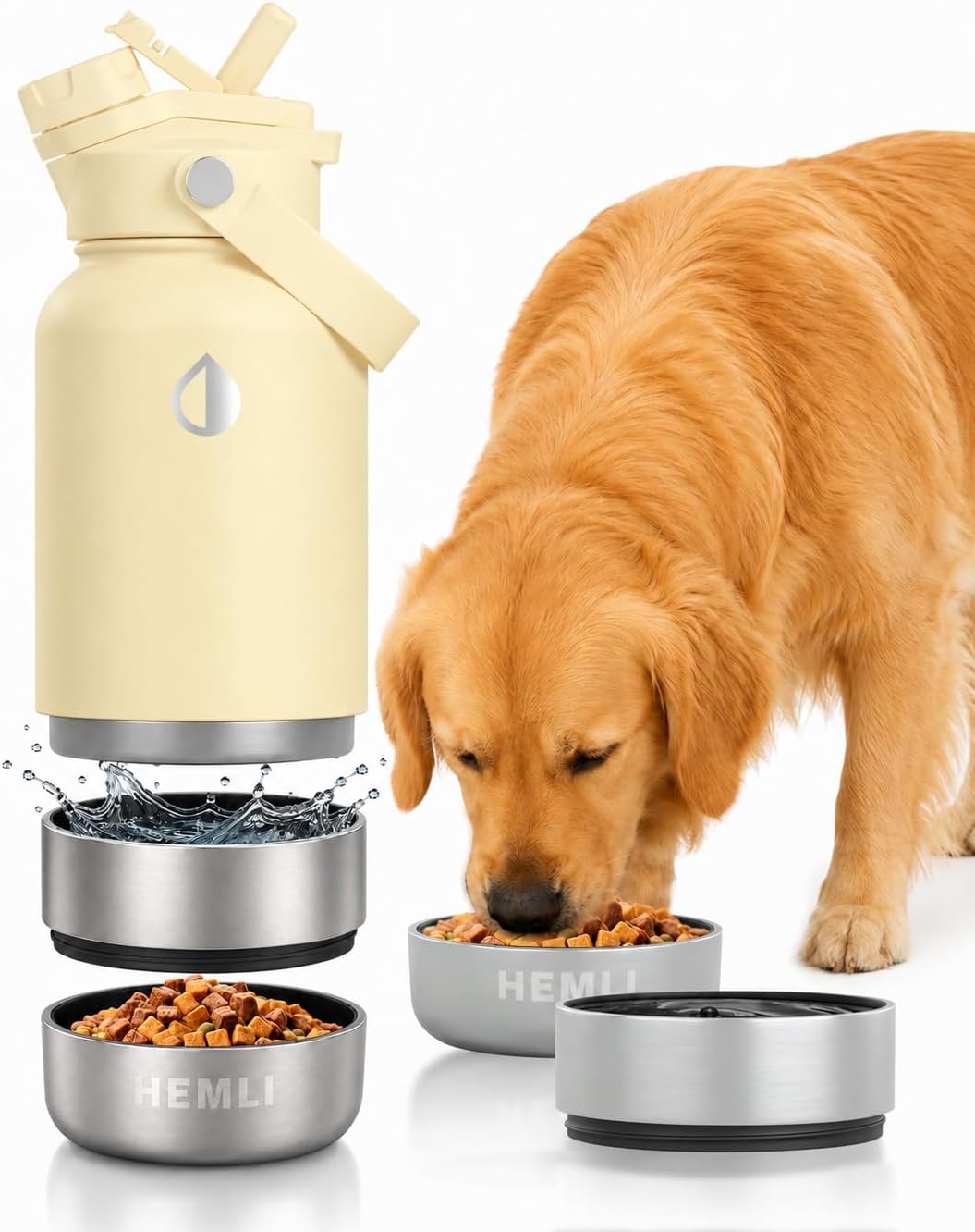 32 oz. Dog Water Bottle, Insulated Dog Travel Water Bottle - Butter / 32 oz