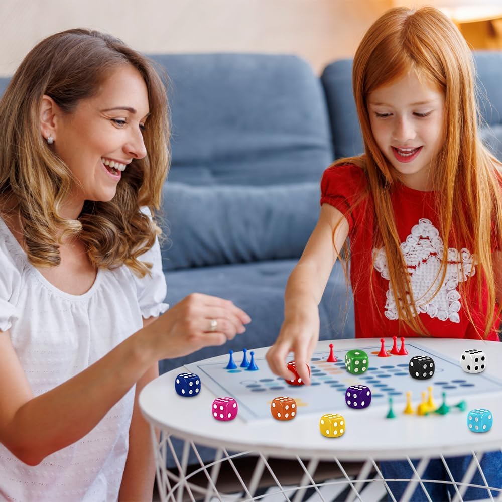 DIYDEC 100pcs 16mm Game Bulk Dice 10 Colors Acrylic 6 Sided Dice Set – Fun for Kids & Family - image 4