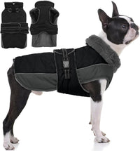 QBLEEV Warm Dog Jacket, Waterproof Dog Winter Coat with Harness – Essentials for Dogs - Black / Large