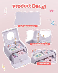 VLANDO 2 Layer Girls Musical Jewelry Box with Ballerina and Large - D.Light Purple - image 2