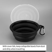 SLSON Dog Bowls Pet Collapsible Bowl with Cover Lids - Black and Black / Small Solid - image 2