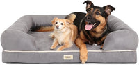 Chester XX-Large Dog Bed - Orthopedic Memory Foam Mattress, Calming Couch Bed, Wall Rim Pillow, Water Resistant Liner, Washable Cover, Non-Slip Bottom, Grey
