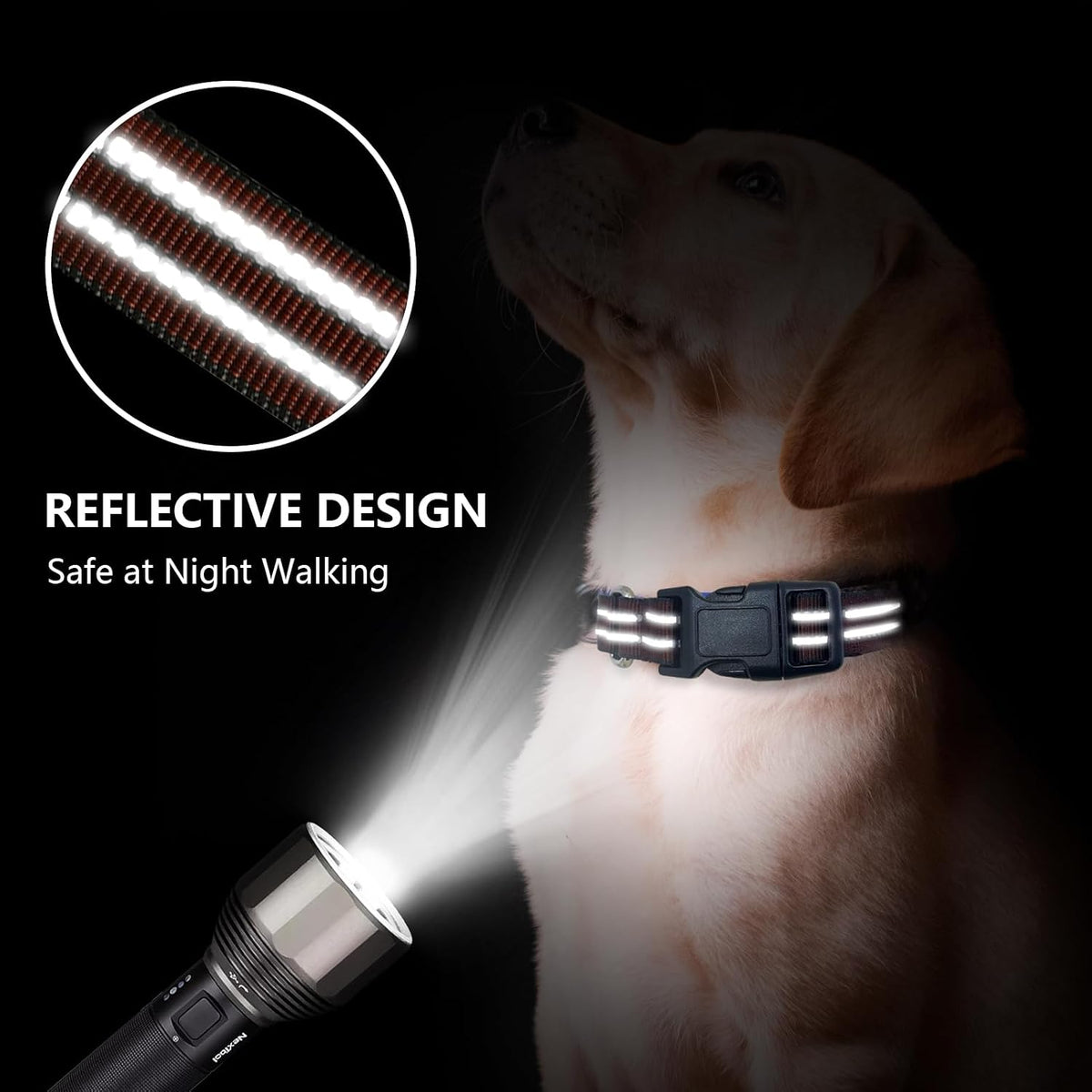 Martingale Collar for Dogs, Reflective Escape Proof, M - Coffee Brown / Medium - image 2
