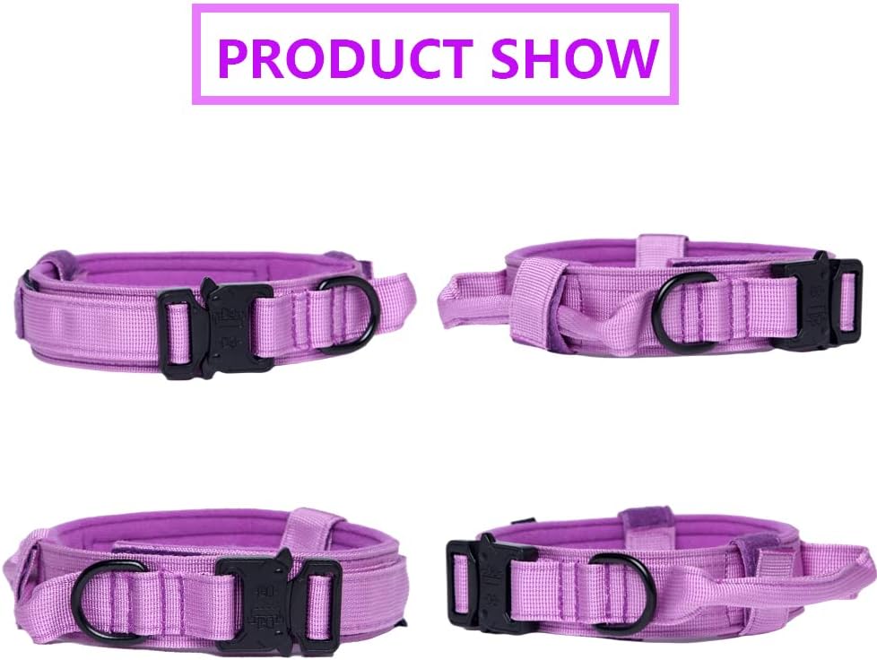 Tactical Dog Collar Adjustable Military Nylon Dog Collar with Control - Medium (Pack of 1) / Purple - image 3