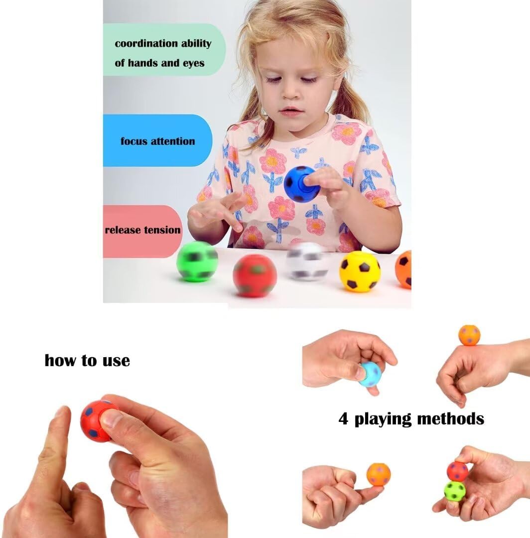 Mini Fidget Spinner Soccer Ball Toy for Kid Boy Girl - 9pcs, Multicolor - image 3