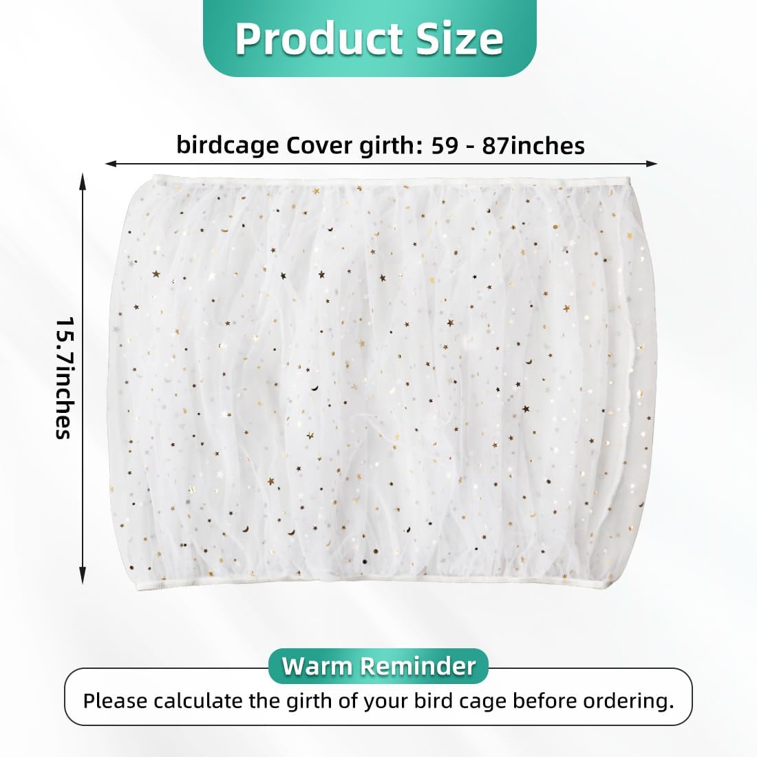 Bird Cage Seed Catcher, Seed Catcher Guard Net Cover - Star-white / 15.7" x87" - image 3
