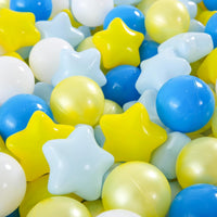 Star Ball Pit Balls for Toddlers, Ball Pool Play Tent - Blue Yellow White / 200 - image 2