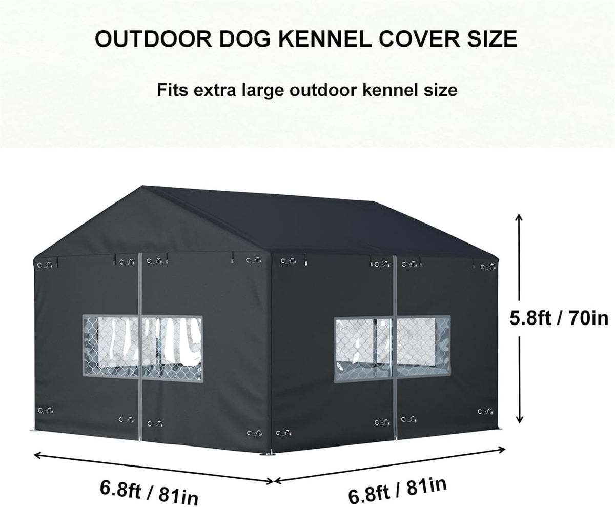 Outdoor Dog Kennel Cover 10'W x 10'L Replacement Covers - Black / 6.7'W x 6.7'L x 5.8'H - image 2