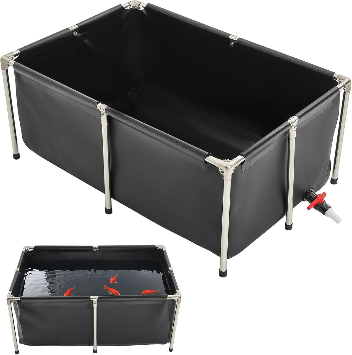 VEVOR Canvas Fish Pond, Turtle Pond - Black / 127 Gal /47x31x20 in / No Clearing Panel