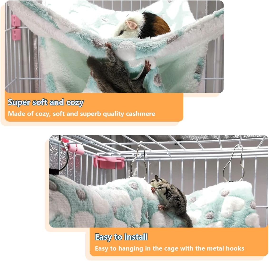 LEFTSTARER Cashmere Pet Bed Mat and Toy - Hammock set Heart-Green - image 3