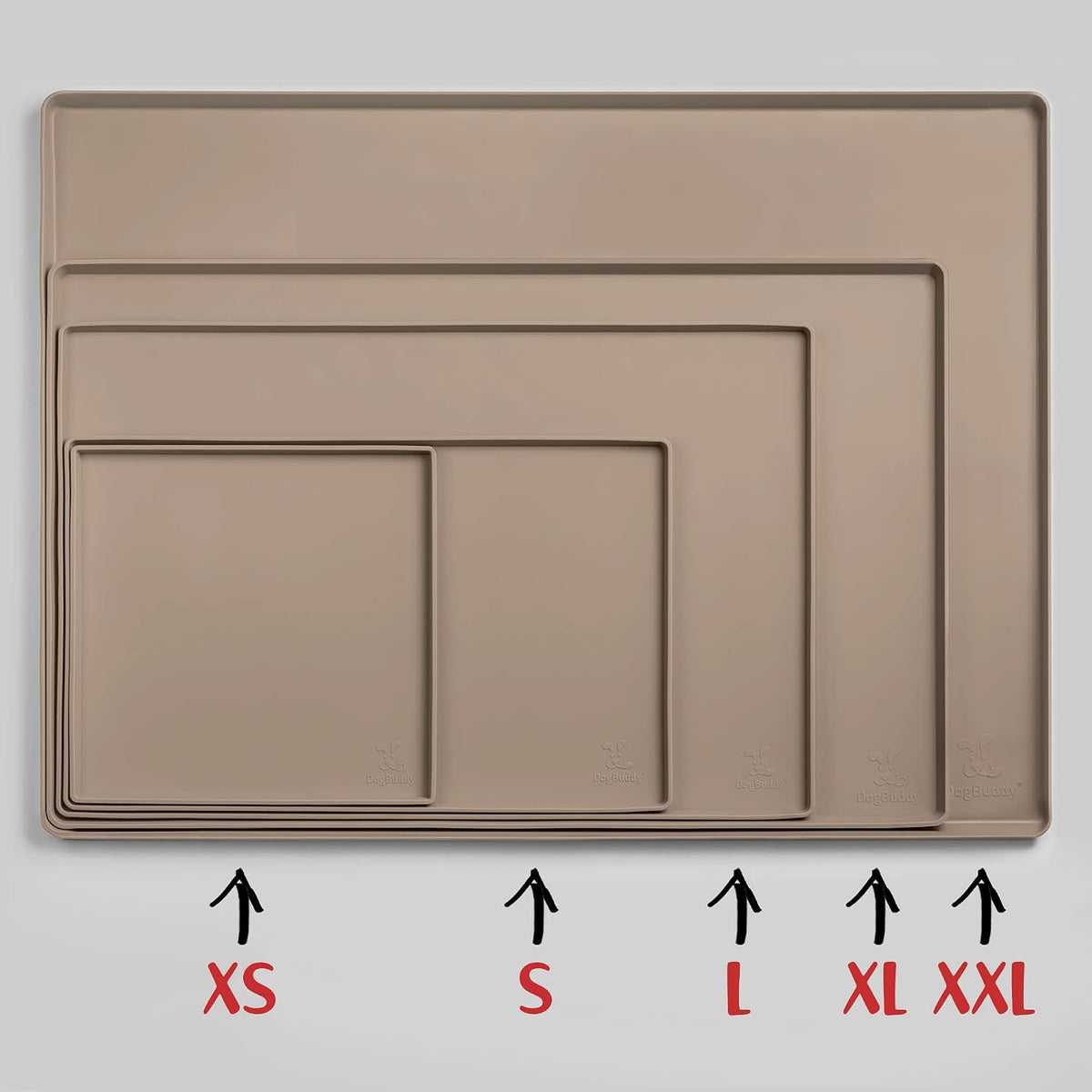 DogBuddy Dog Food Mat, Waterproof Silicone Pet Bowl Mats with Raised Edge – Essentials for Dogs - 11.2"L x 11.2"W / Taupe - image 4