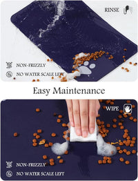 PADOOR Pet Feeding Mat-Absorbent Dog Mat for Food and Water Bowl-No - 17"x28" / Navy - image 4