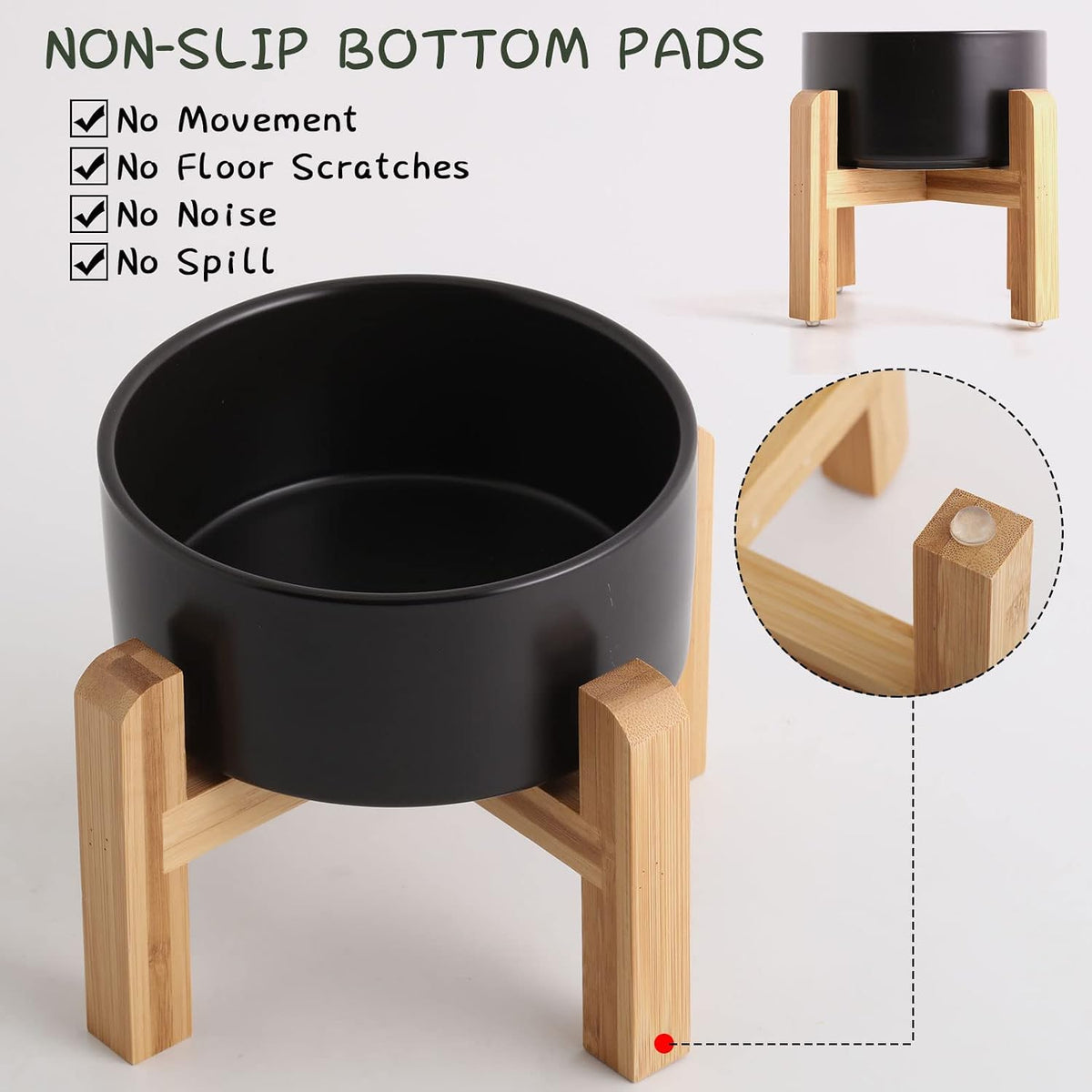 28 OZ Rust Red Elevated/Raised Ceramic Dog Bowl for Small and Medium - Black / 1.7 Cups - Small - image 4
