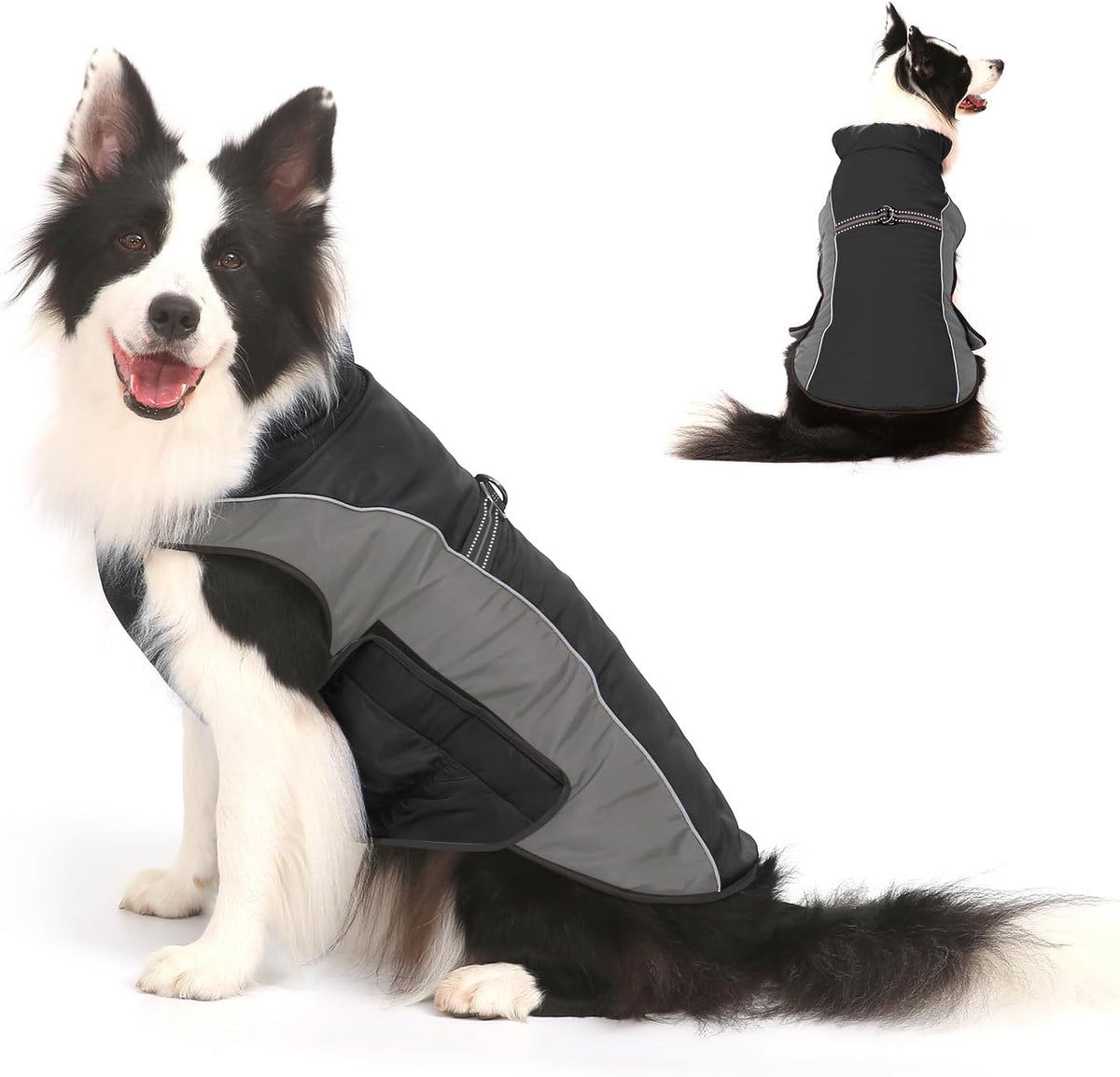 Gimilife Dog Coat, Waterproof Reflective Warm Dog Jacket Clothes for Winter – Essentials for Dogs - Gray / 3XL ( 80+ LB | 26.77"Neck Girth )