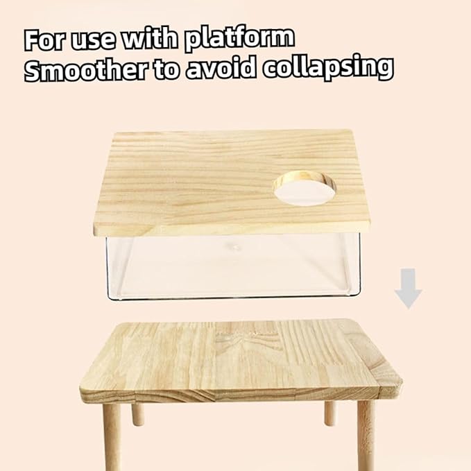 Hamster Sand Bath Box Container, Small Pet Sandbox Lid Design Wooden Sandbox Dust Bath, Transparent Bathroom & Digging Box Acrylic Syrian Hamster Litter Box Animal Accessories (D Small)