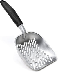 Cat Litter Scoop, Kitty Metal Scooper with Long Handle – Daily Care for Cats - Large / Black