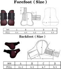 Horse Tendon Boots Set of 4 Open Front & Fetlock Boot for Horses Professional Sport Protection Impact-Absorbing Equine Leg Support for Jumping, Riding, Training (Wine Red, Full)