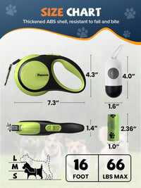 Retractable Dog Leash with LED Flashlight - Black-Green - image 2