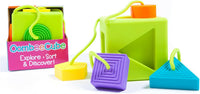Fat Brain Toys OombeeCube baby shape sorter with six tethered textured silicone shapes - view 3