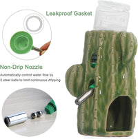 Adjustable No Drip Ceramic Hamster Water Bottle for Glass Tank – Essentials for Small Pets - Green Cactus - image 4
