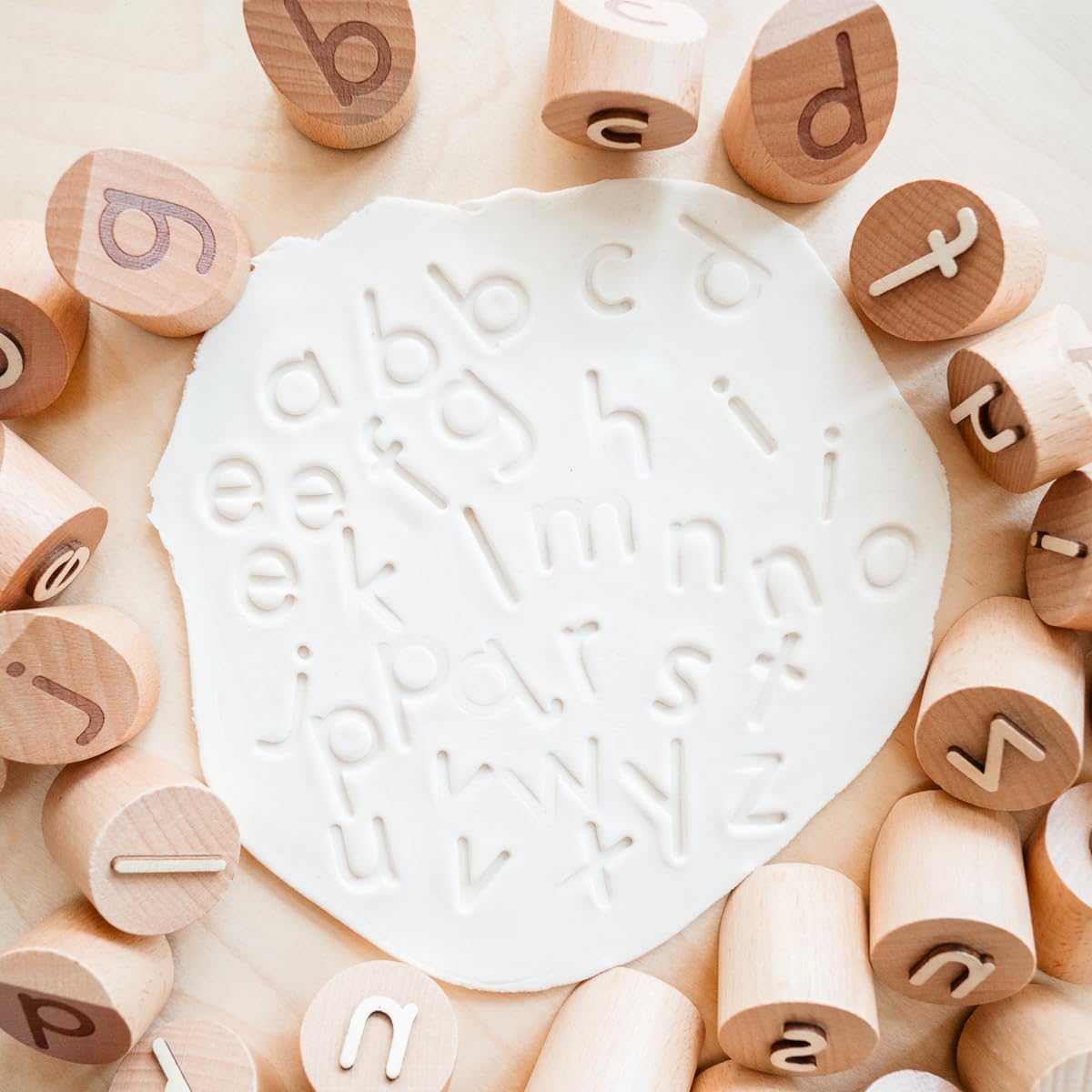 Montessori & Me 27 wooden alphabet playdough stamps with lowercase letters - view 2