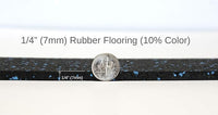 American Floor Mats 1/4in (7mm) Thick 10% Blue/Grey 4' x 15' Heavy Duty Rubber Rolls, Protective Exercise Mats, Home Gym Rubber Flooring