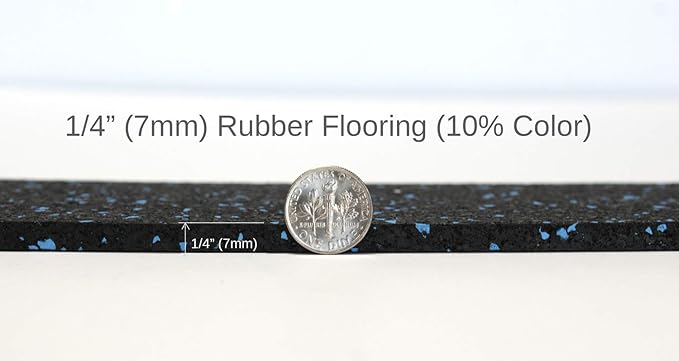 American Floor Mats 1/4in (7mm) Thick 10% Grey 4' x 5' Heavy Duty Rubber Rolls, Protective Exercise Mats, Home Gym Rubber Flooring