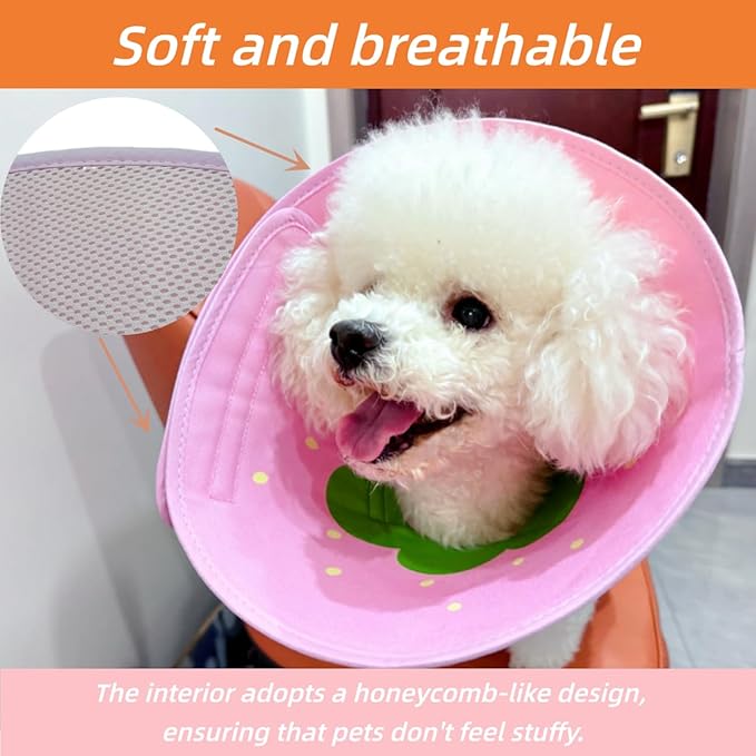 Soft Dog Cone Collar for Dogs After Surgery, Adjustable Dog Recovery Cone Collar for Medium Small Puppy Dogs and Cats to Stop Licking (Watermelon M)