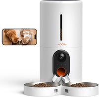 WOPET Automatic Cat Feeder with Camera for Two Cats, 2-Way Audio - White / Camera